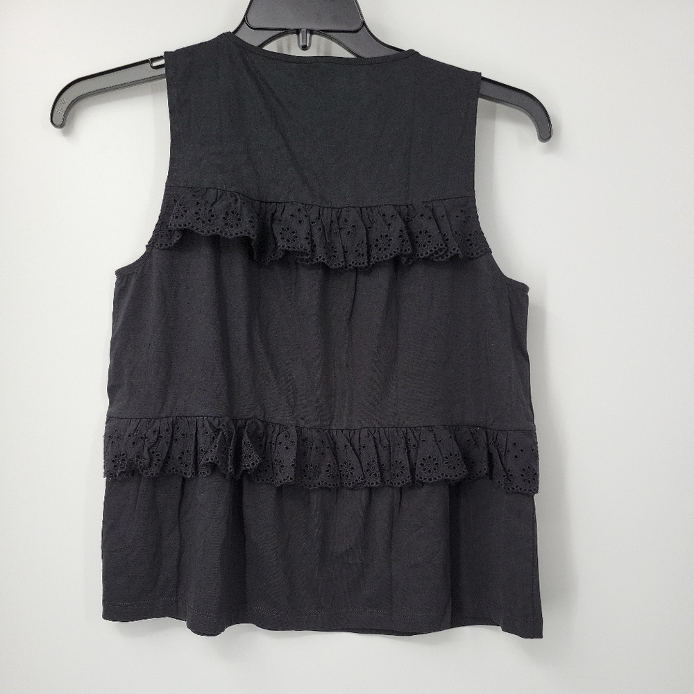NEW J. Crew Tiered Eyelet Ruffle Tank Top Black Women's Size XS - Picture 4 of 7